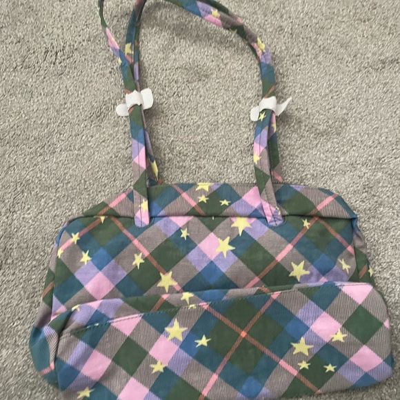 Baggu Nylon Bowler Bag Green Star Plaid - Picture 2 of 4